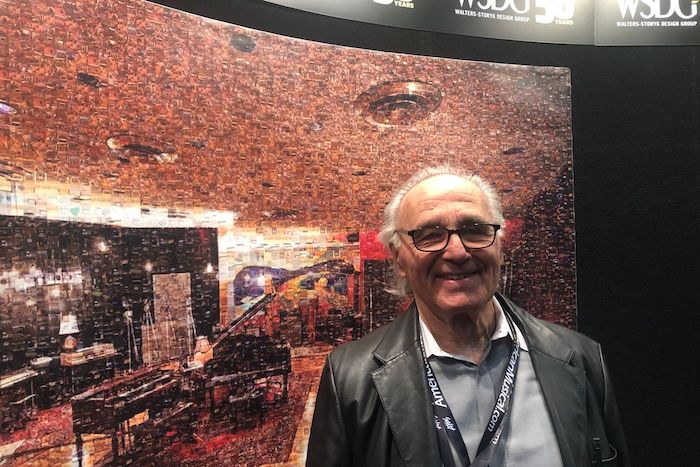 Dr. Peter D'Antonio, director of research and development, WSDG, at the WSDG booth at AES 2019.